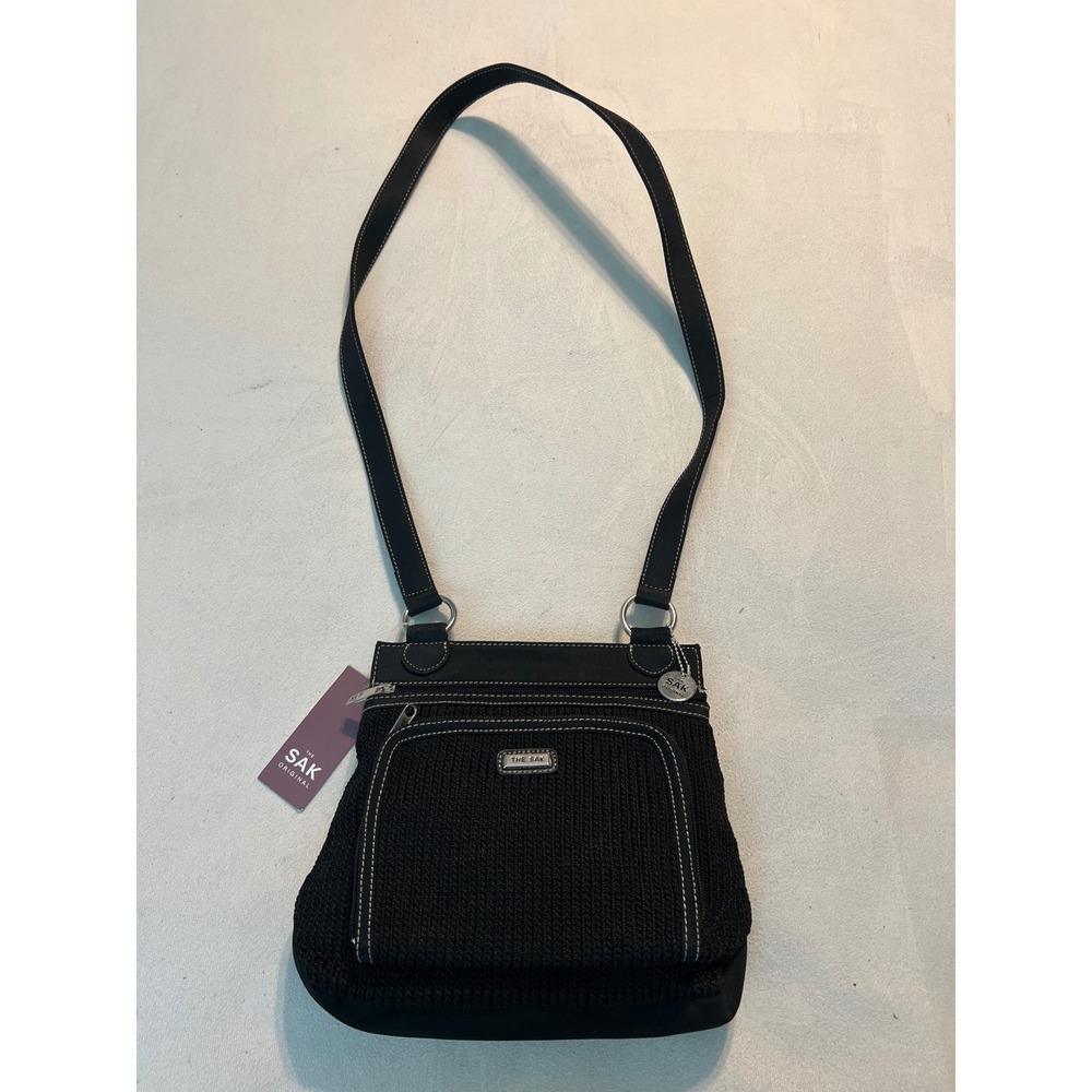 The Sak Alice Black Crochet Crossbody Bag Messenger 102949 NWT
